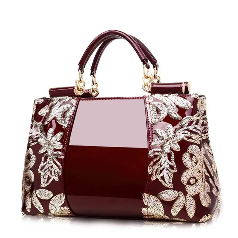 Новая модная Высококачественная женская сумка из лакированной кожи с блестками, роскошная брендовая дизайнерская сумка, женская сумка через плечо - Цвет: photo color