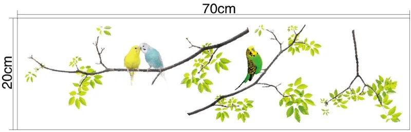 3D мультфильм попугай птица на зеленом ветка дерева Наклейка на стену наклейки задний фон из ПВХ Фреска для фона детская комната спальня детская домашний декор