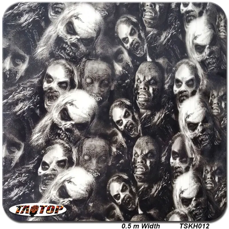 

TSKH012 popular pattern BLACK skull zombie Hydrographic Film PVA Water Transfer Printing Film