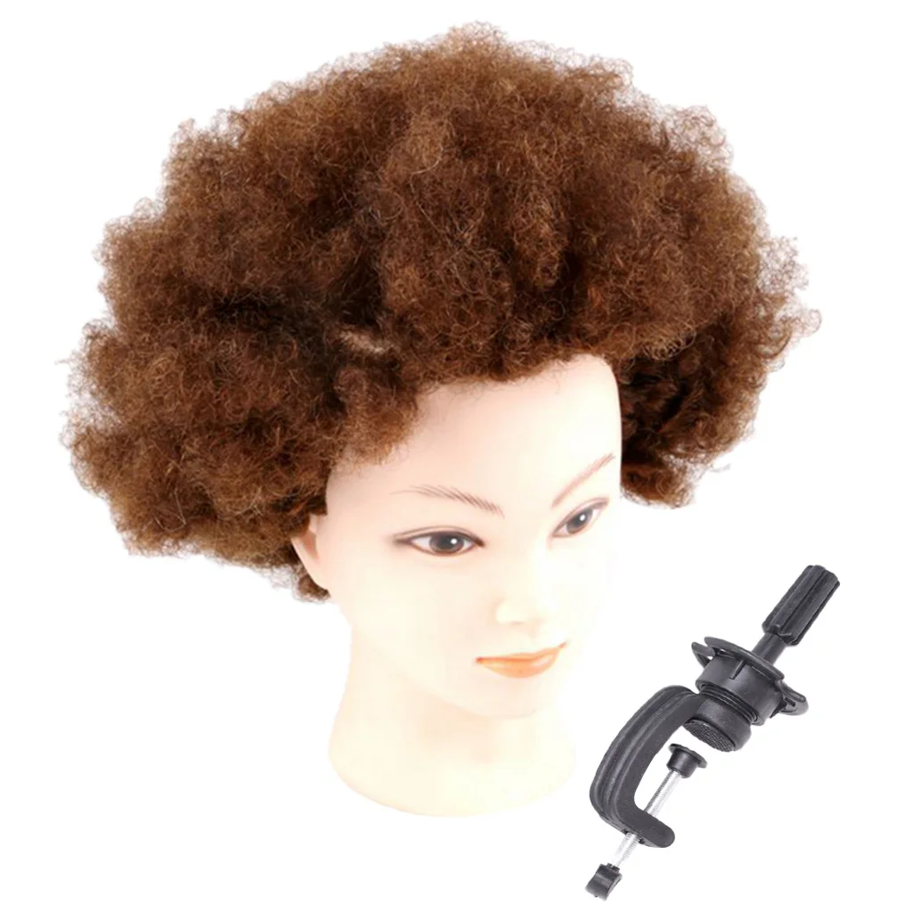 

Barber Hairdressing Hair Mannequin Practice Training Head with Holder Clamp M
