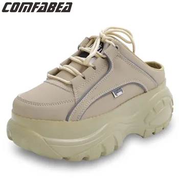 

Spring Autumn 2020 Platform Slippers sandals Casual Shoes Women Apricot Creepers Ladies Shoes Creeper Comfortable Slide Shoes