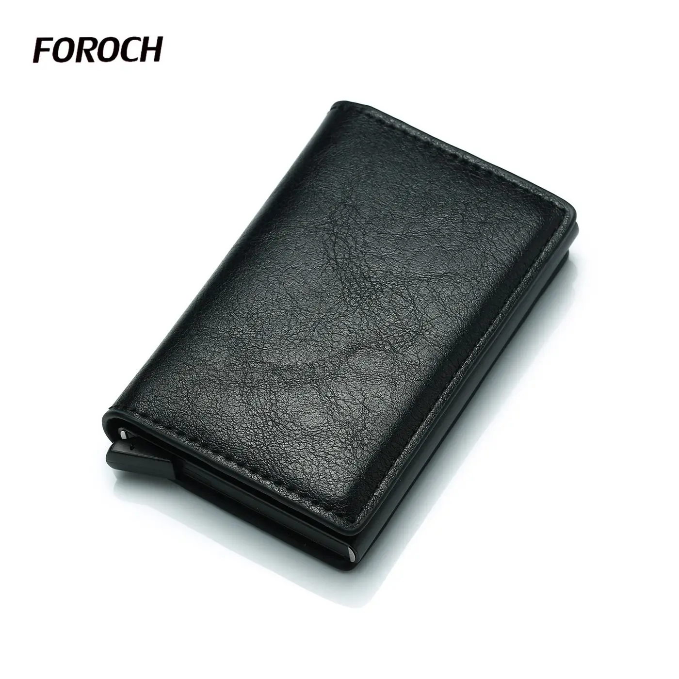 FOROCH RFID визитница мужские кошельки сумка для денег Мужской винтажный черный короткий кошелек 2019 маленький кожаный бумажник мини кошельки 640