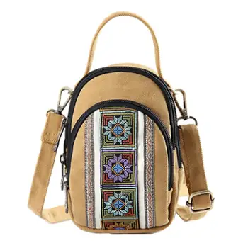 

Ethnic Women Embroidery Canvas Tote Phone Pouch Small Crossbody Shoulder Bag