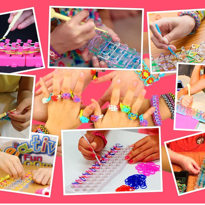 28 сетки DIY Радужная вязальная машина резиновый браслет плетение плетеный