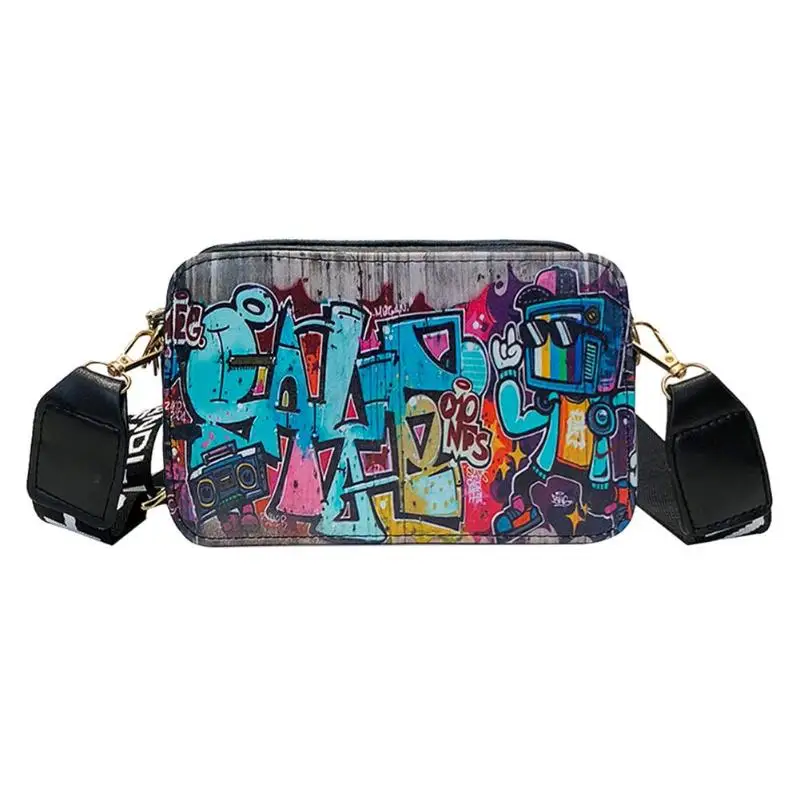 Женские сумки через плечо с принтом граффити из искусственной кожи, Повседневная мини-сумка на плечо для девушек, сумки-мессенджеры, дорожные сумки z70 - Цвет: C