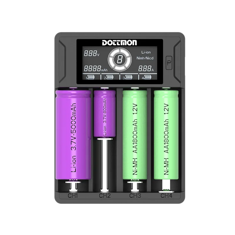 

Universal 4 Slots Smart LCD Battery Charger Discharge Recharge For Li-ion Ni-NH Ni-Cd AA AAA 18650 26650 With USB input