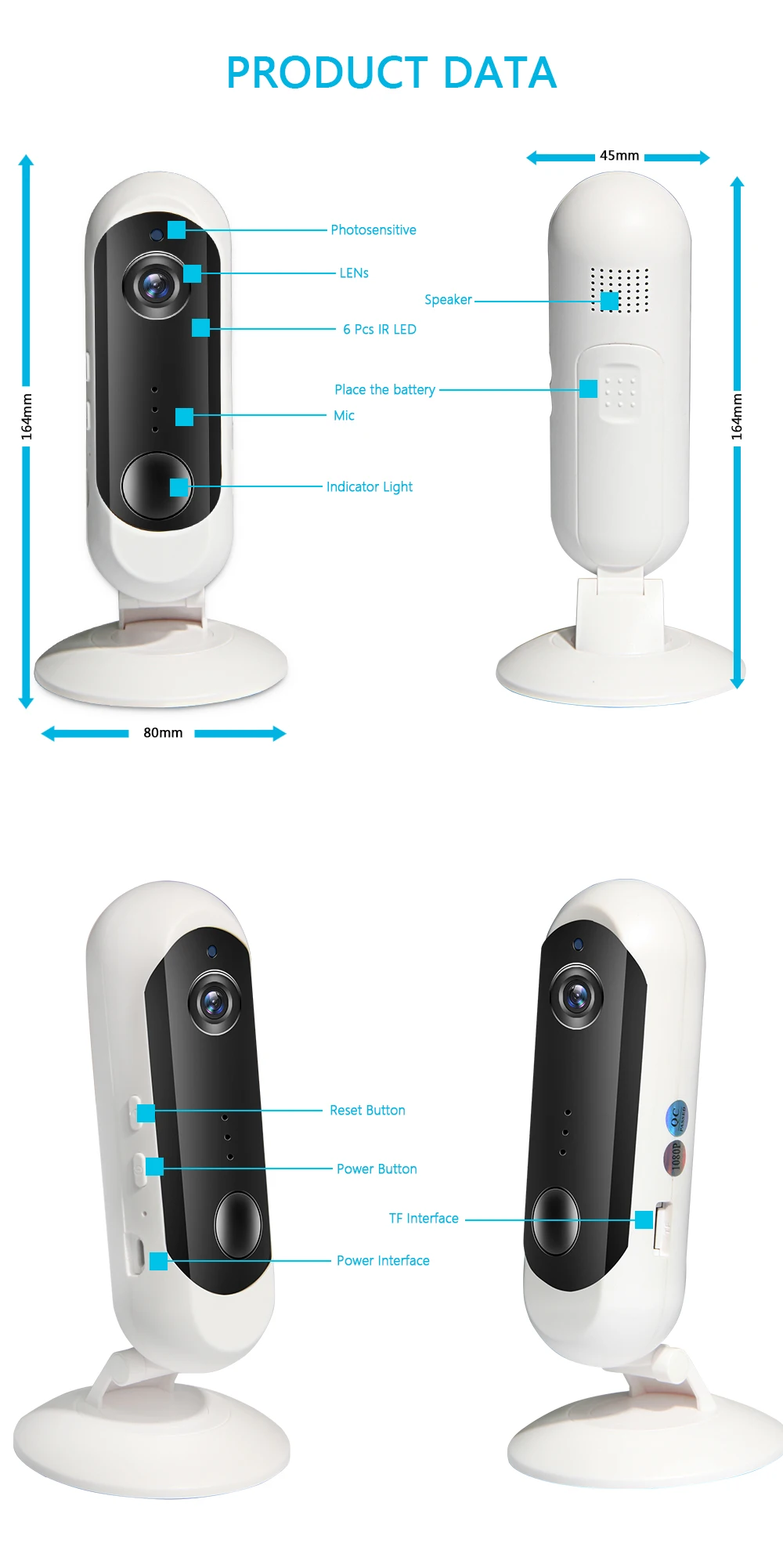 INQMEGA 1080P батарея Wi-Fi камера с беспроводным питанием ip-камера для домашней безопасности батарея PIR камера ночного видения камера перезаряжаемая