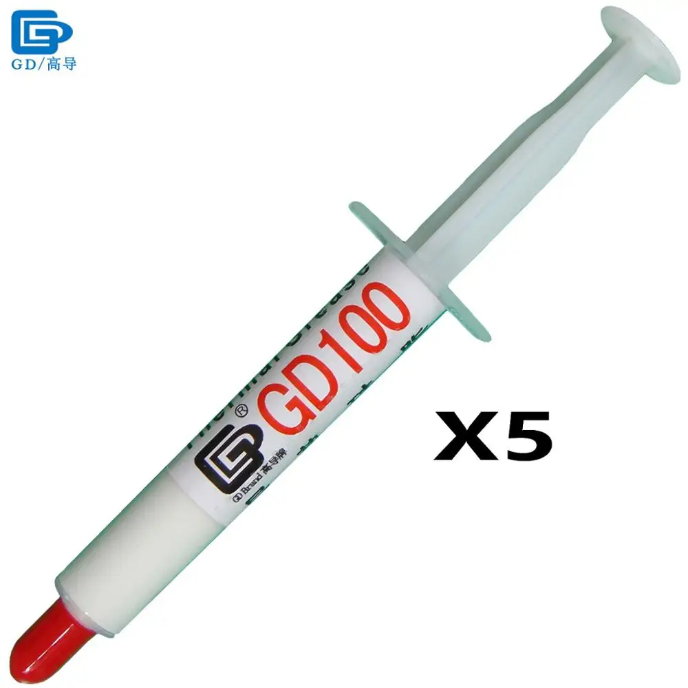 

GD Brand Thermal Conductive Paste Grease Silicone Plaster GD100 Heat Sink Compound 5 Pieces Net Weight 3 Grams White For CPU SY3