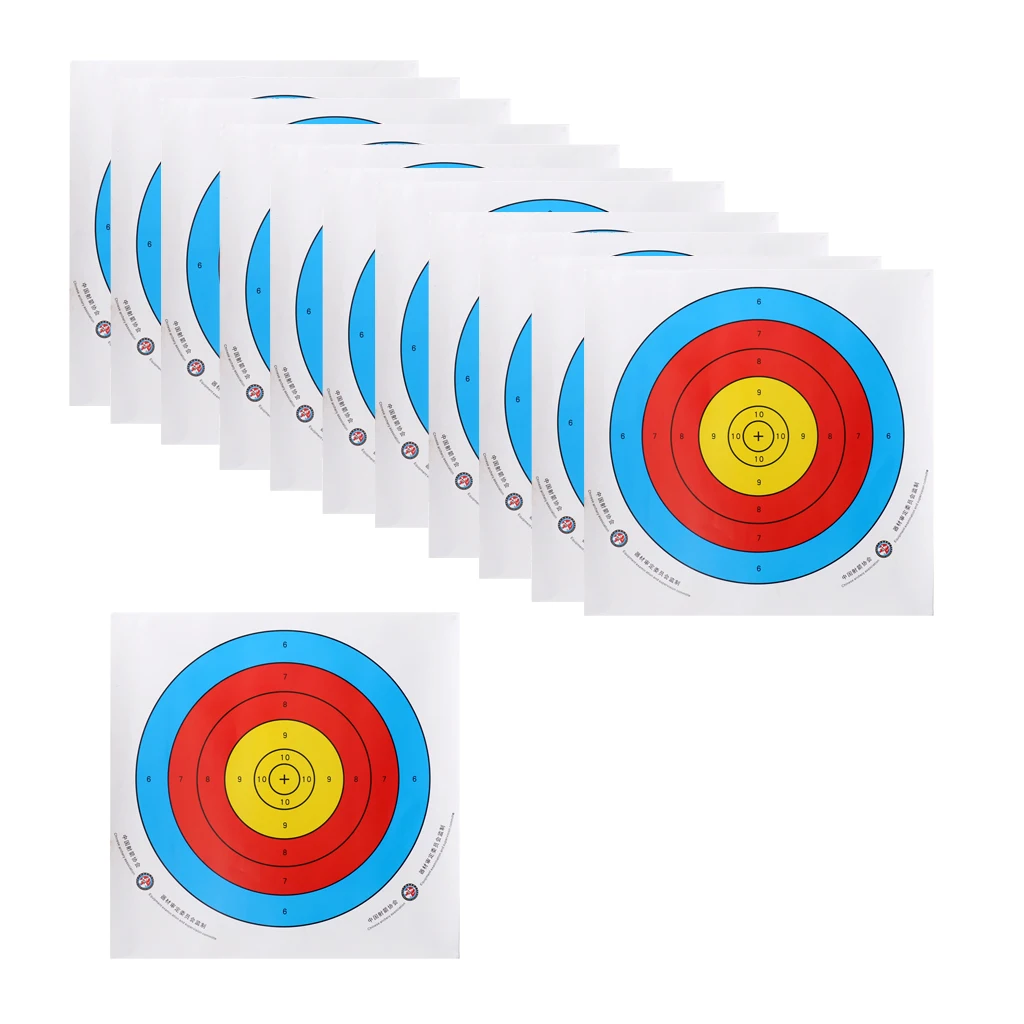 12 Pieces 40x40cm Professional Archery Target Paper for Recurve Bow Longbow 
