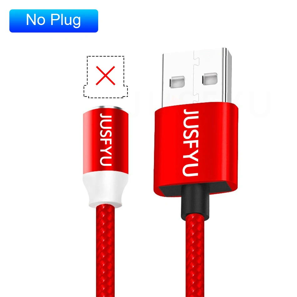 Jusfyu Магнитный кабель 1 м светодиодный Тип C Магнит Micro USB Зарядное устройство кабель для samsung S10 iPhone X XS Max XR 7 8 6 мобильный телефон кабель с разъемом usb-c - Цвет: USB Cable Red