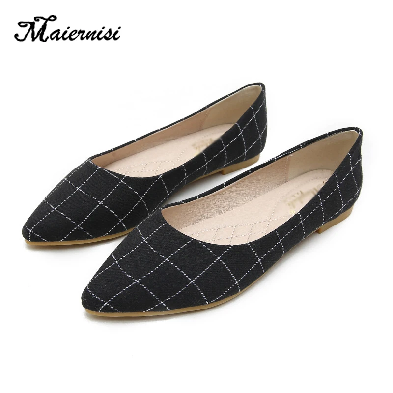 

MAIERNISI Spring Summer Ladies Shoes Ballet Flats Women Flat Shoes Woman Black Large Size 33 43 Casual Shoe Womens Loafe