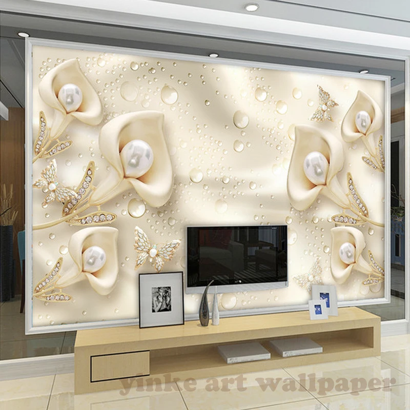 Us 967 46 Di Scontomoderna 3d Carta Da Parati Callalily Farfalla Di Seta 3d Murale Carta Da Parati Personalizzata Soggiorno Carta Da Parati Divano