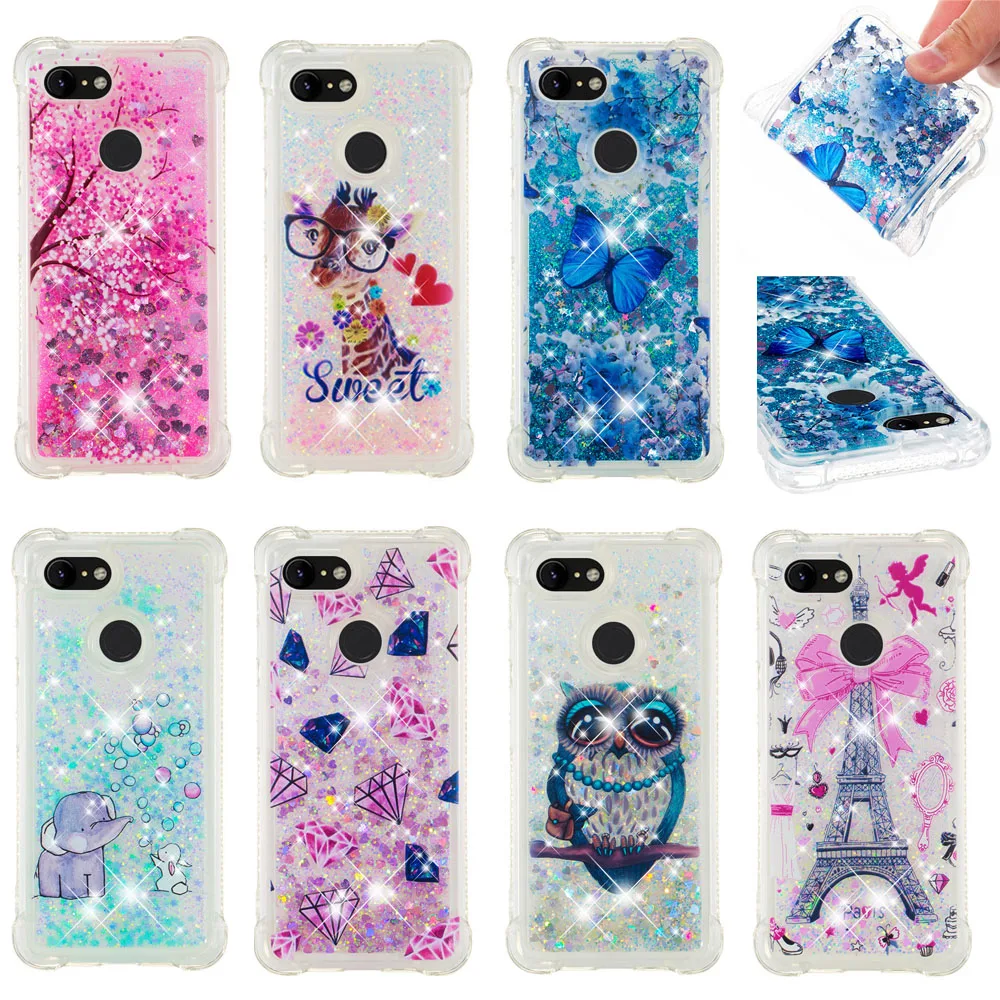 

Liquid Phone Case sFor Google Pixel 3 XL Case Glitter Liquid Soft Silicone TPU Cover Fundas For Google Pixel 3 3XL Case Cover