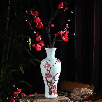 

Jingdezhen ceramics glaze vase flower small plum anthocyanin minimalist Decor crafts room table decoration