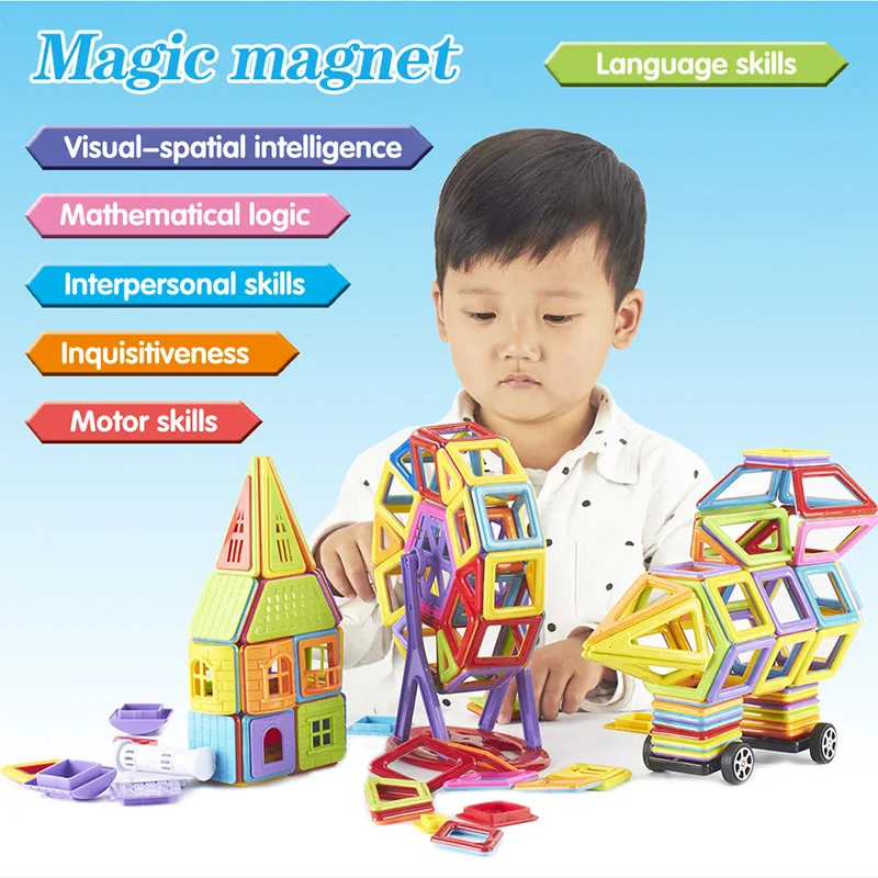 Beste 114 stuks Tot 196 STUKS Magnetische Blokken Magnetische Designer Bouw Speelgoed Set Magneet Educatief Speelgoed Voor Kinderen Kids Gift