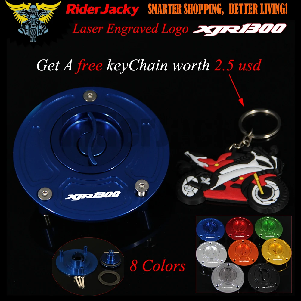 Blue CNC Aluminum Keyless Motorcycle Accessories Fuel Gas Tank Cap