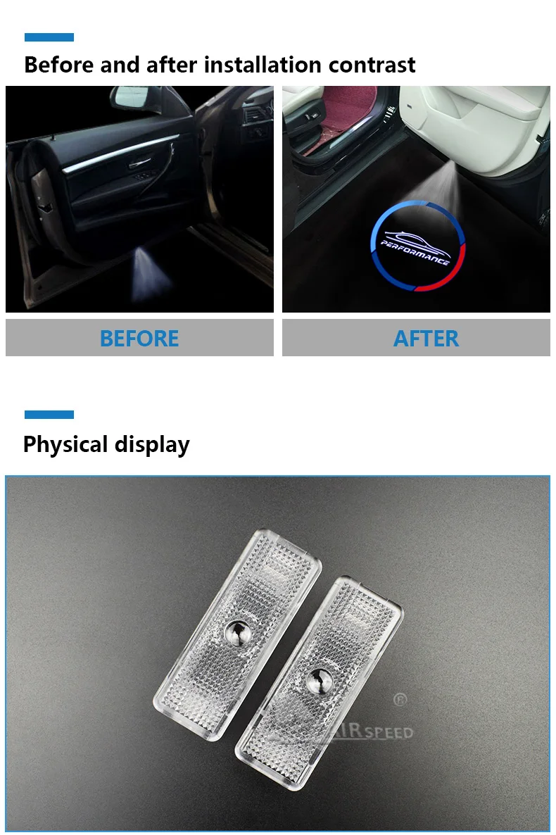 Car LED Projector Laser Logo Lights Door Light for BMW E90 E91 E92 E93 M3 E60 E61 F10 F07 M5 E63 E64 F12 F13 M6 E65 E66 (3)