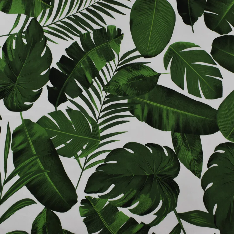 

2018 Palm leaves reactive dyeing stretch satin cotton fabric for dress shirt telas por metros tissu tecido tela shabby chic DIY