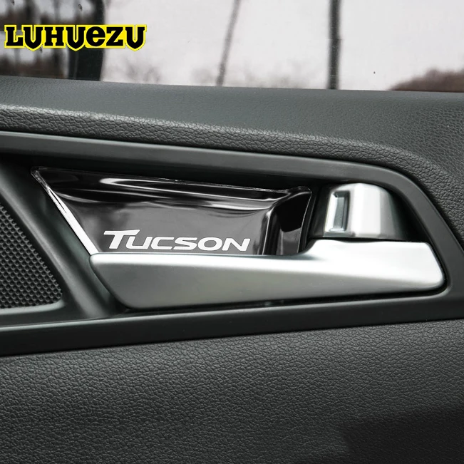 Stainless Steel Material font b Interior b font Door Handle Bowel Protective Cover For Hyundai Tucson
