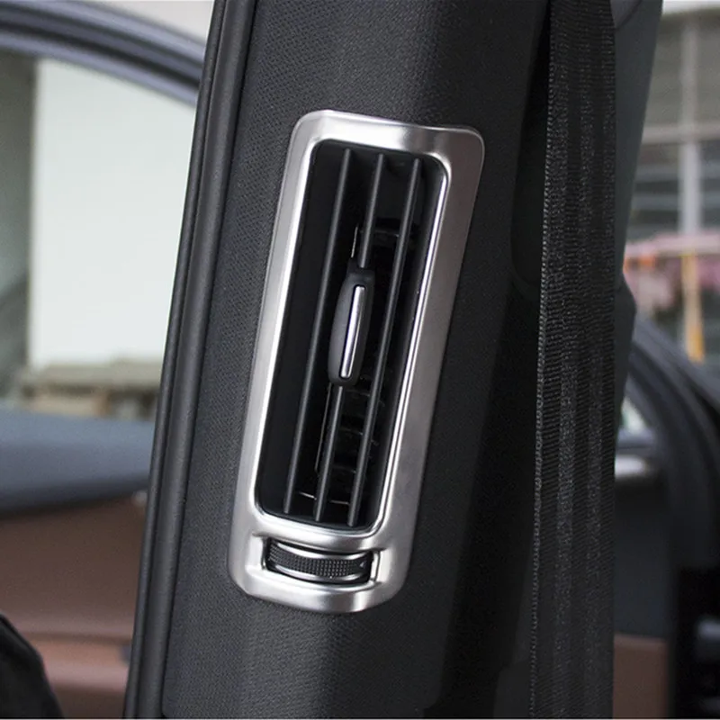 

Car B Pillar Air Conditioning Vent Frame Covers AC Outlet Carbon Fiber Sticker Trim For Audi Q7 Stainless Steel Auto Accessories