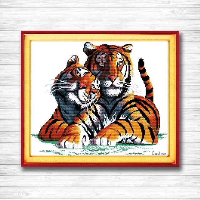 Fall In Love Tigers Animal Decor Painting Counted Print On Canvas Fall In Love Tigers Animal Decor Painting Counted Print On Canvas Dmc Needlework Kits Embroidery Sets 14ct 11ct Dms Cross Sch