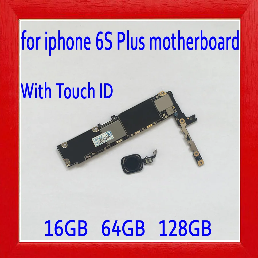 

Black with Full unlocked for iphone 6S Plus Motherboard with Touch ID,Original for iphone 6s plus Logic board,16GB / 64GB /128GB