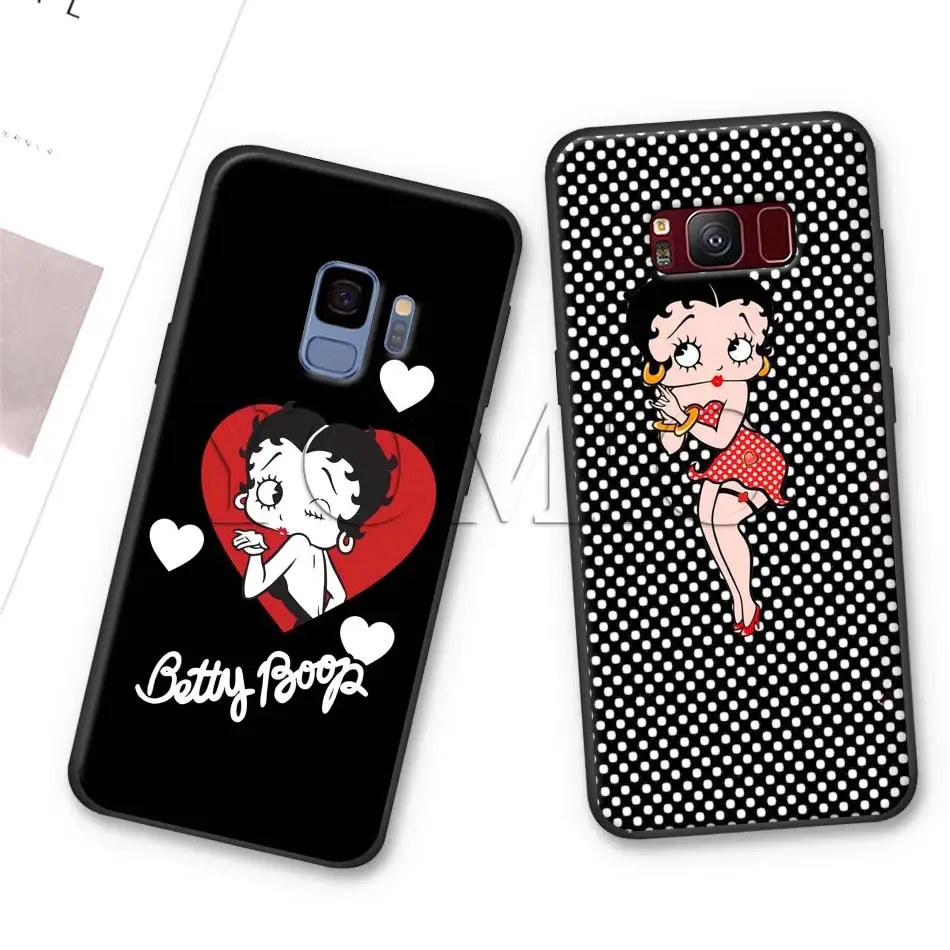 Betty Boop черный силиконовый чехол для samsung Galaxy S10 S10e S8 S9 плюс S7 A40 A50 A70 Note 8 9 мягкий чехол