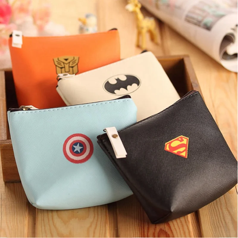 Baby Boys Kids Superhero Batman Mini Coin Purses Cartoon PU leather Coin Wallet Key Bag Holders Money Wallet For Girls Gift