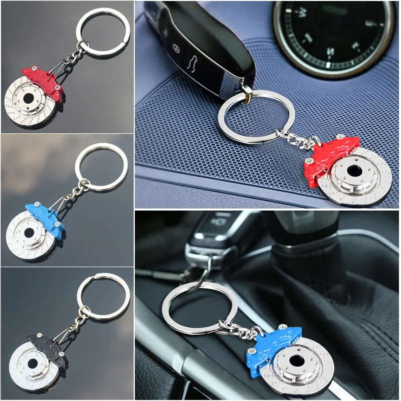 

Innovative Gift Car Refitting Disc Brake Pump Shape Metal Key Chains Brake Disk Hub Style Waist Hanging Key Chains Pendant