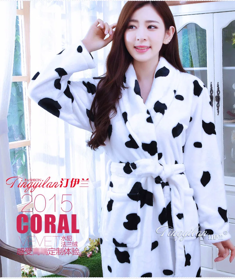 Lady Coral Fleece Bathrobes Women's Winter Flannel Pajamas Adult Men's Winter Warm Sleep Robe Coral Fleece Couples Homwear D2090