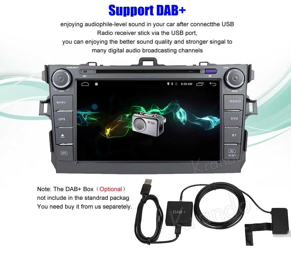 Krando toyota corolla Android car radio gps navigation multimedia system (3)