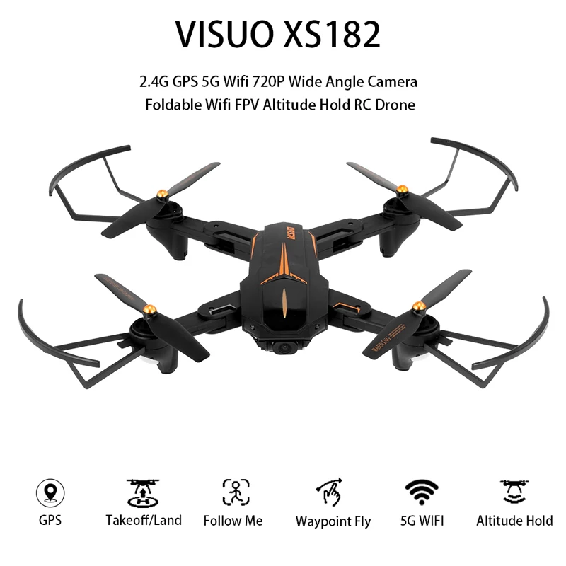 

VISUO XS812 GPS 5G WiFi FPV 2MP/5MP HD Camera 15mins Flight Time Altitude Hold Mode Foldable RC Drone Quadcopter RTF