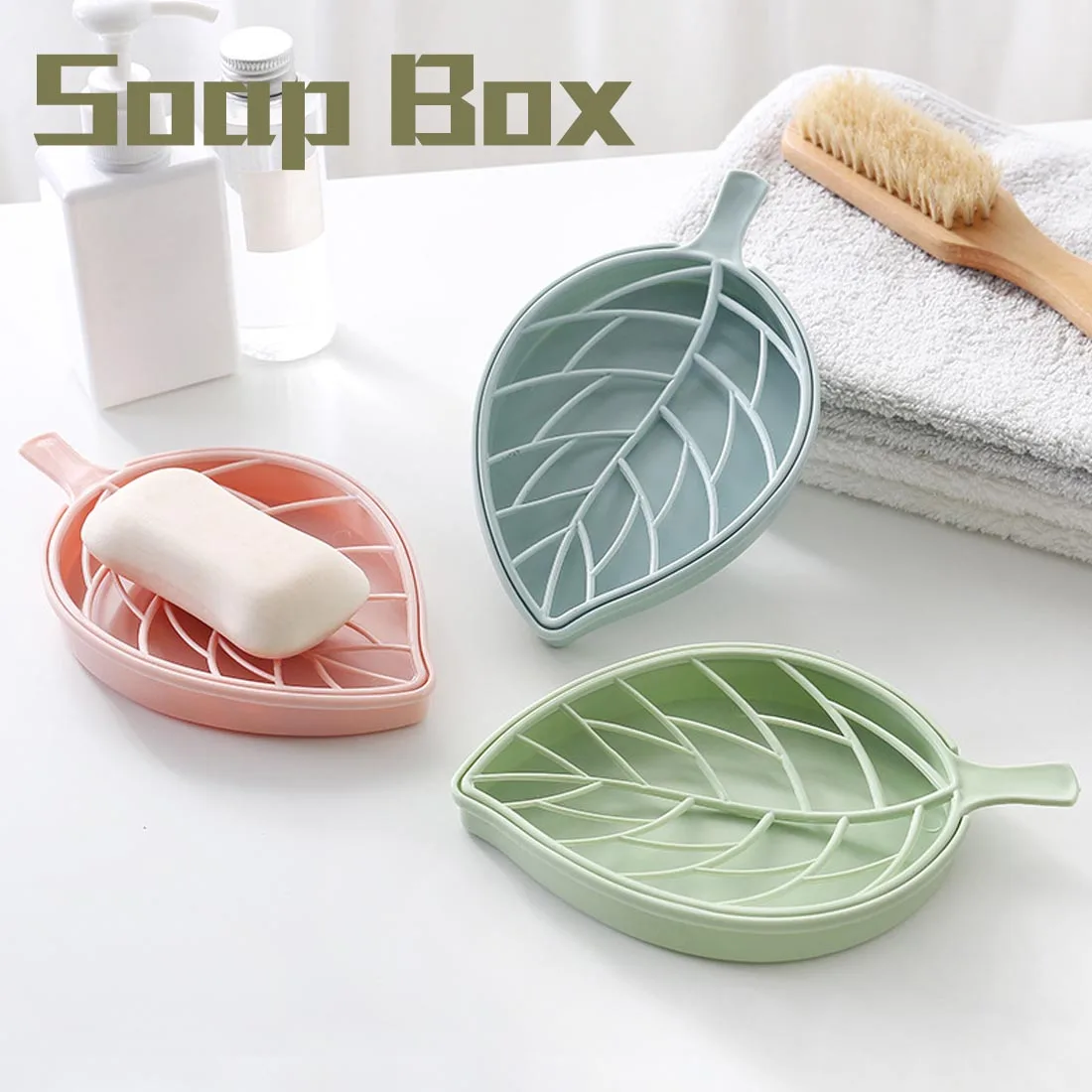 Bathroom Multi functional Household Storage Soap Box Shower Leaf Shape