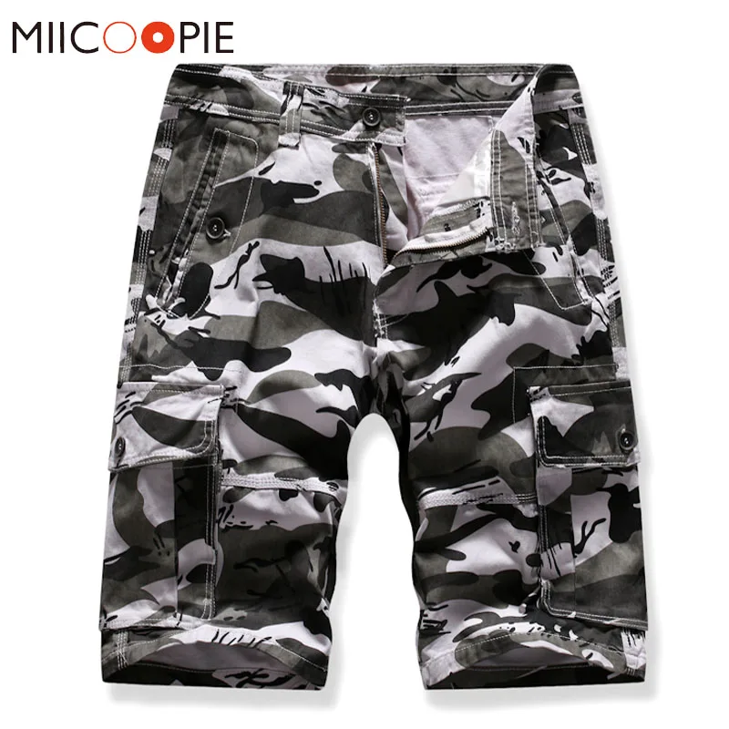 Белые камуфляжные мужские шорты Карго повседневные военные мужские шорты Хлопок Уличная мульти-карман Компрессионные шорты мужские