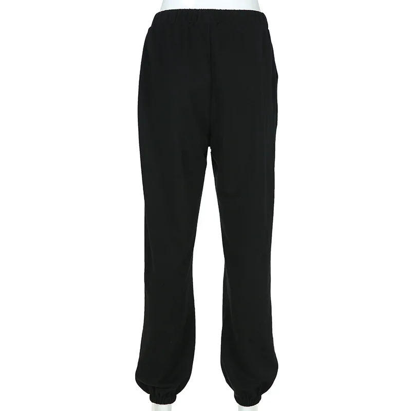 BOOFEENAA/штаны-шаровары с буквенным принтом; цвет серый, черный; женская уличная одежда; спортивные брюки с высокой талией; Свободные повседневные брюки; C67-AH25