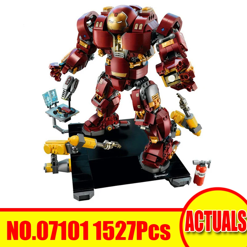 Lepin 07101 1527Pcs Super Hero Figures Iron Man Hulkbuster Ultron Edition Compatible 76105 Model Building Blocks Bricks Set Toys