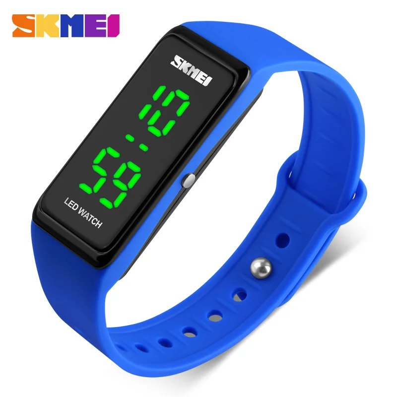 SKMEI женские спортивные цифровые часы повседневное силиконовые часы с подсветкой Дамская мода Фитнес электроники наручные Dijital коль Saati - Цвет: Blue