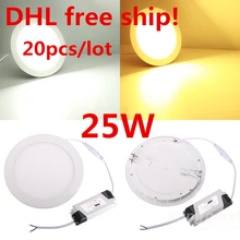 DHL 20 штук 25 W ультра тонкий светодиодный панельные утопленные светильники Светодиодный светильник для потолка из AC85-265V комнатное светодиодное освещение