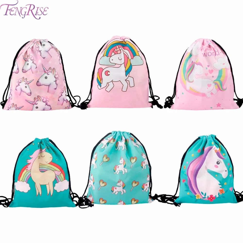 

FENGRISE Pink Unicorn Softback Backpack Boy Girl 3D Oxford Fabric Drawstring Bag Kids Favors Gifts for Birthday Party Decoration