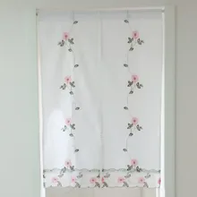 Пасторальный цветочный дверной занавес с вышивкой ромашки корейский короткий занавес для кухни белый дверной занавес с розово-желтой ромашкой 1 компл