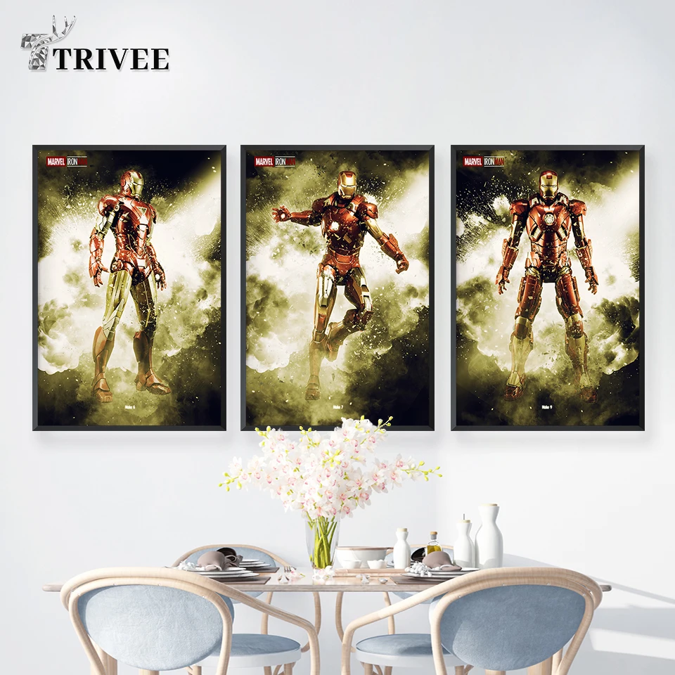 

Marvel Comics Wall Art Canvas Posters And Prints Iron Man Mark 4 Mark 7 The Avengers For Unique Gift Party Wall Decor Home