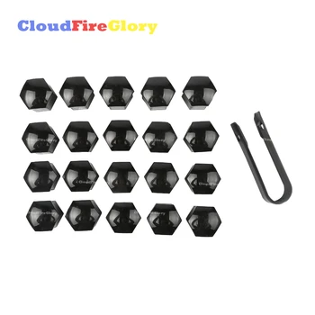 

CloudFireGlory Tire Protector 19mm Black +Remover Tool 20P Car Styling Wheel Nut Protection Auto Hub Screw Bolt Head Cover