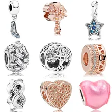 AIFEILI, индивидуальный браслет, подарок, ювелирные изделия, европейская подвеска, серия, Подходит для Pandora, шарм, бусины из розового золота, для мамы