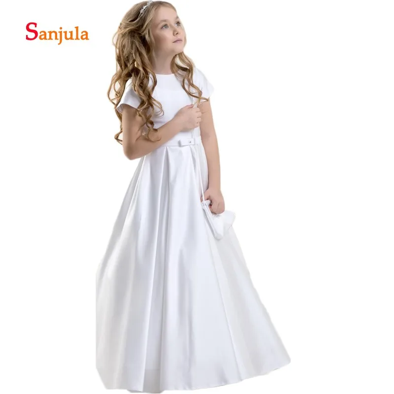 white satin girls dress