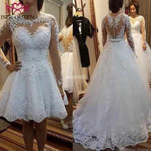 Свадебное платье с жемчужинами и бусинами в бразильском стиле vestido de noiva Appliques съемный шлейф 2 в 1 свадебное платье es W0278-B