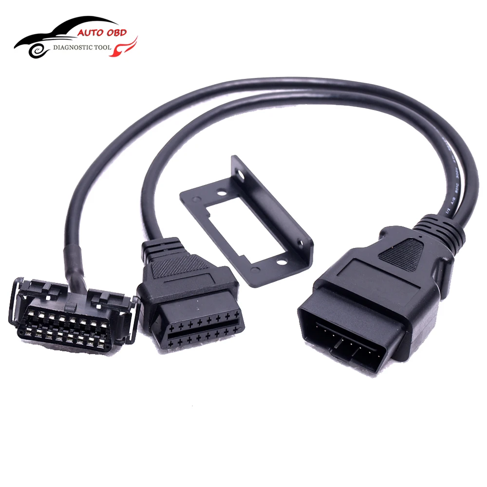 

Universal Cable OBD2 OBDIl OBD 2 OBD II Y Adapter Diagnostic Connector Cable Snap-in Bracket 16 pin 1 to 2 Connector Adapter