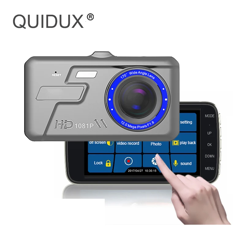 

QUIDUX Car DVR 4" IPS Super Night Vision ADAS 1296P Video Camera IMX323 Dual Lens Full HD 1080P Car Recorder Dashcam Touch Scree
