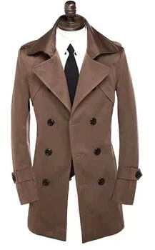 Черный мужской Тренч s, приталенный бренд casaco masculino, мужской Тренч, Мужское пальто, jaqueta masculina manteau homme размера плюс 9XL - Цвет: Коричневый
