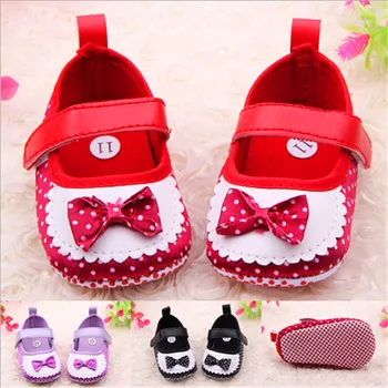 

Cute Spring&Autumn Baby Girls First Walkers Baby Shoes Sweet Dot Butterfly Bow Antislip Toddlers Shoes