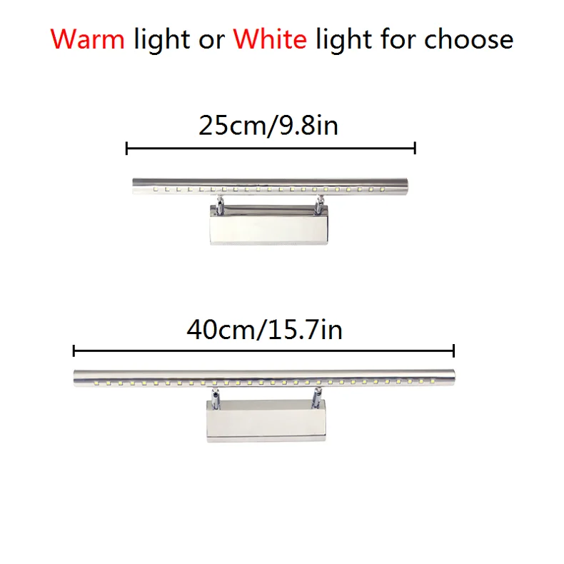 Современный Нержавеющая сталь светодиодный Передняя лампа для зеркала в ванную комнату макияж настенная Светодиодная лампа vanity Туалет настенные бра осветительный прибор